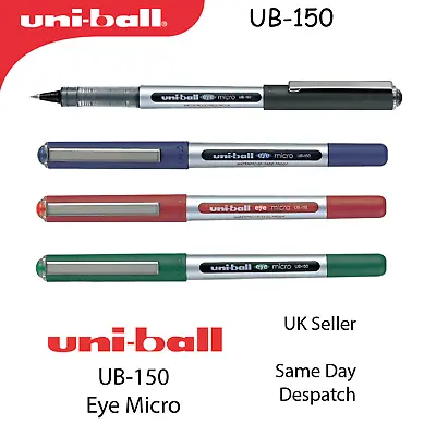 UNI-BALL UB-150 EYE FINE ROLLERBALL 0.5mm PEN UB150 0.2mm LINE - BLACK BLUE RED • £3.99