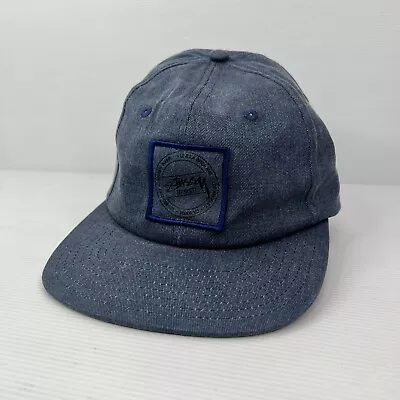 Stüssy Logo Embroidery Strapback Cap Blue Strapback New Without Tags FREE POST • $34.99