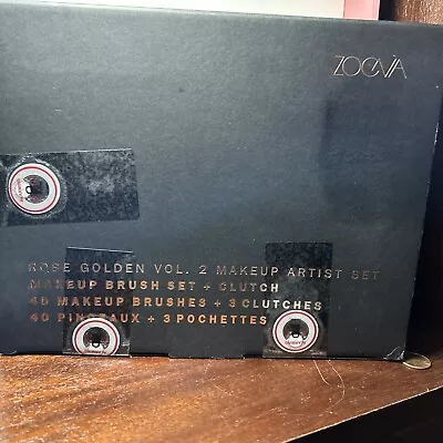 ZOEVA Rose Golden Vol 2 Makeup Artist Set 40 Makeup Brushes & 3 Clutches NIB • $225