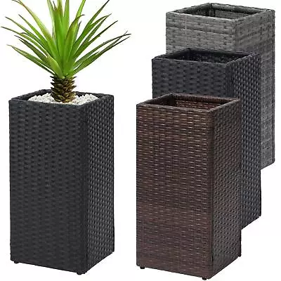 2 Pack Square Rattan Tall Large Plant Pot Flower Indoor Outdoor Garden Planters • £54.99