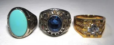 Vintage Mens Costume Jewelry Rings Lot Of 3 C3809  • $50