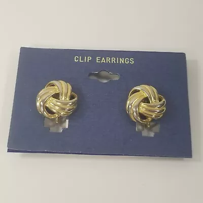 Vintage Clip On Earrings Knots Gold Toned Estate Costume • $11.99