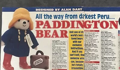 Vintage Woman's Weekly Pull-out ALAN DART Paddington Bear Toy Knitting Pattern • £12