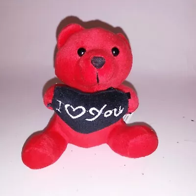 Teddy Bear I Love You Red Black Heart Stuffed Animal Plush Kids Toy Pretend Play • $8.99