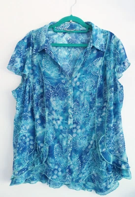 £9.99 • Buy Per Una Blue Voile Button Top Shirt Short Sleeves UK Size 20 Excellent Condition