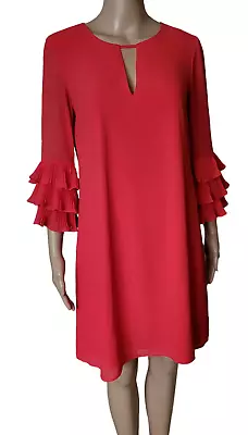 Vince Camuto Women's Orange Coral Ruffle Sleeve Dress Size 6 • $29.98