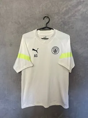 Manchester City Training Jersey Football Shirt White Puma Mens Size L • $29.75