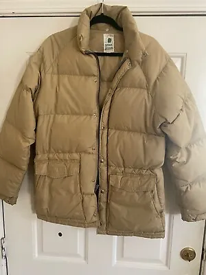 Vintage Sierra Designs Jacket Adult Medium Tan Goose Down Puffer USA Made • $86