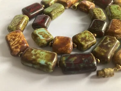 Stunning Vintage Multicolour Scottish Agate Glass Bead Necklace • £10