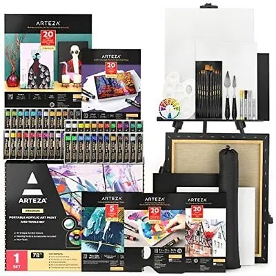$164.99 • Buy Arteza Acrylic Paint Kit, Portable Art Set With Easel, Carrying Case, 10 Brus...