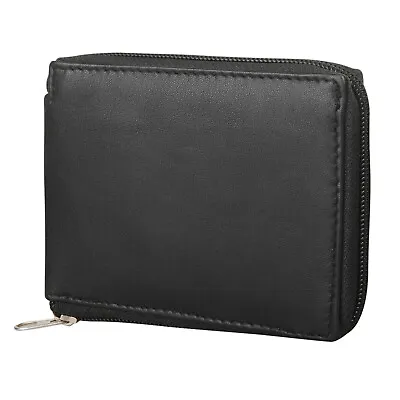 RFID Full Zip Around Real Leather Credit Card ID Coin Pocket Wallet Purse 1184 • £7.95