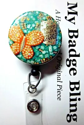 Sparkle With Studded Butterfly  Artistic Impressions ~ Retractable Reel ID Badge • $9.38