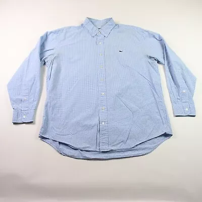 Vineyard Vines Whale Mens Shirt Blue L Long Sleeve Button Down Gingham Plaid • $17.99