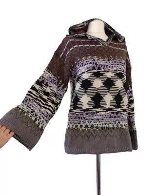 M Missoni Purple Multicolor Wool Bled Women Knit Sweater Hoodie IT 44 |USA 8 • $80