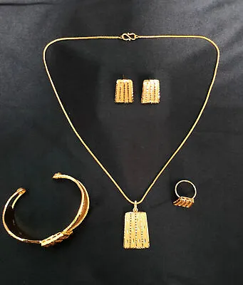 22K Gold Plated Indian Wedding 12  Long Pendant Earrings Bangle Set JaR732 • $50.38