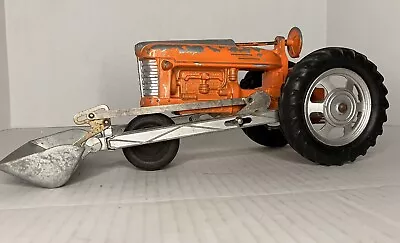 Vintage Hubley Diecast Orange Tractor W/Front Loader Toy 1960s • $35