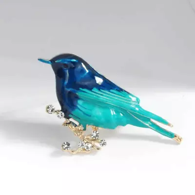 Blue Bird Rhinestone Brooch Creative Animal Pattern Pin Clothing Accessories New • $15.98