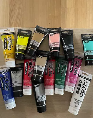 Daler-Rowney Graduate And Hobbycraft  ART Acrylic Paint Job Lot X15 • £20