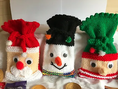 £1.89 • Buy Laminated Dk Knitting Pattern Santa Snowman & Elf Christmas Gift Pouch Bag