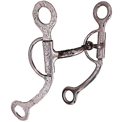 Unmarked Engraved Sterling Silver Sweet Iron Loomis Shank Smooth Snaffle Bit • $479.99