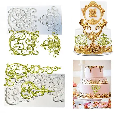 £5.59 • Buy Baroque Relief Silicone Fondant Mould Lace Vine Frame Cake Embossed Plaster Mold