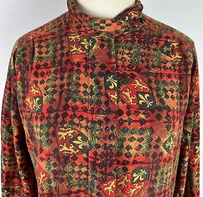 Vintage 90s Sophisticated By PENDLETON Medieval Crest Print Blouse M / L FLAWS • $6