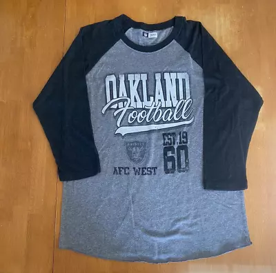 RARE Oakland Raiders NFL Zubaz Men's Raglan Long Sleeve Baseball Grey/black L • $20