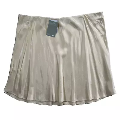 H&M Women's XXL Pastel Yellow Satin Elastic Waist Mini Slip Skirt New • $17