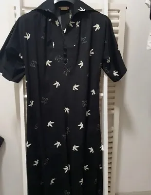Vintage  Hawaii For Liberty House Black  Floral Shirt Dress Size 10 *VGC* • £32.99