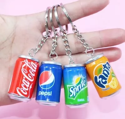 ONLY 1 SUPPLIED GIFT BOXED Coca Cola SPRITE Pepsi Fanta Mini CAN Keyring • £5.50