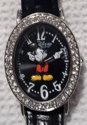 Disney Parks Watch Mickey Mouse Oval Rhinestones Womens New Battery • $9.99