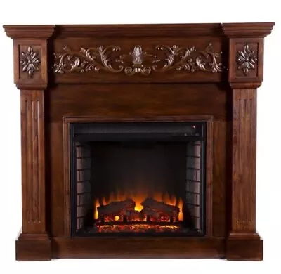 Calvert Carved Fireplace Mantle In Espresso  SEI Furniture FE9278 New Free Ship • $349