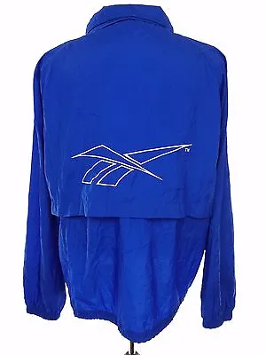 Vtg Reebok Solid Plain Blue Full Zip Windbreaker Jacket Spring Coat Mens Large • $29.99