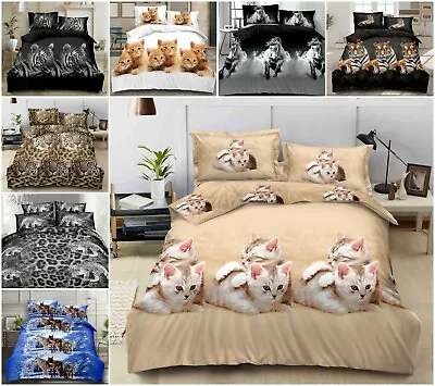 £22.93 • Buy 3D Duvet Set With Quilt Cover, Fitted Sheet & Pillow Cases Single Double Bedding
