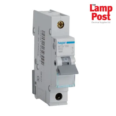 Hager MCB MTN150 50 Amp SP MCB Miniature Circuit Breaker 50A • £4.49