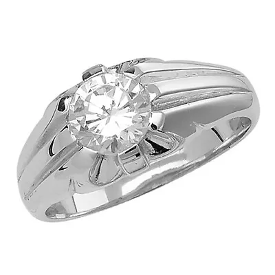 LADIES 925 Silver CZ 3mm Solitaire Single Stone Ring - Size 'S' - Gift Boxed • £30