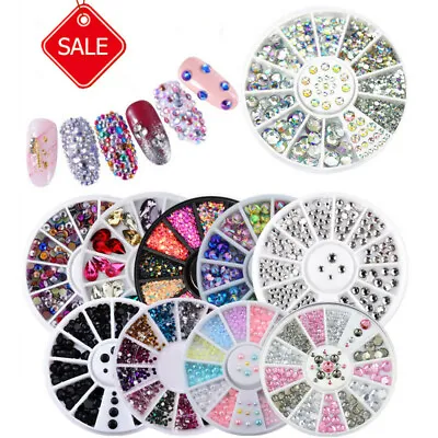 3D Nail Art Rhinestones In Wheel Glass Crystals Gems Beads Charms Glitter Decors • £2.27