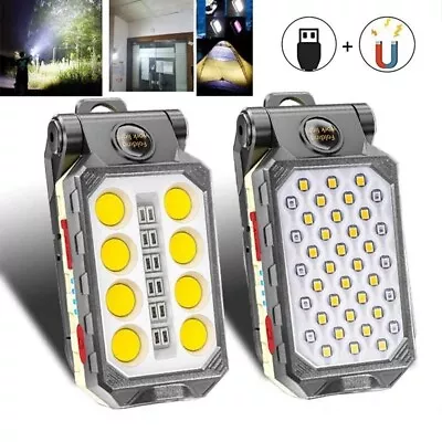 Magnetic COB LED Work Light USB Rechargeable Camping Lamp Torch Flashlight +Hook • $14.98