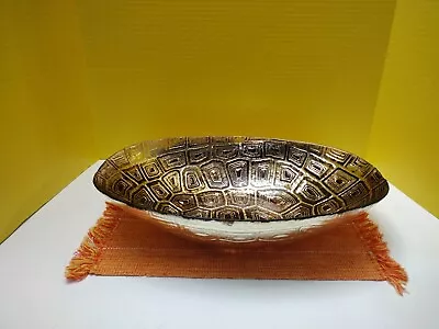 TURTLE TORTOISE SHELL DESIGN GLASS OVAL BOWL GOLD  Used  • $45