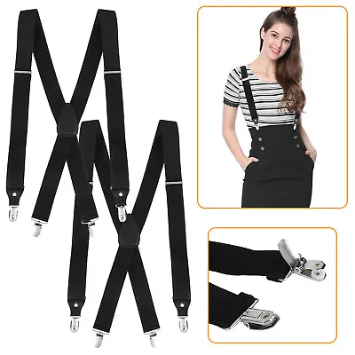 2pcs Men Clips Pants Brace Adjustable Suspenders X-Shaped Braces Biker Trousers • $13.48