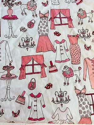 $19.99 • Buy Pottery Barn Kids Girls Bedding Twin Flat Sheet Paris Pink Poodle Dress Cotton
