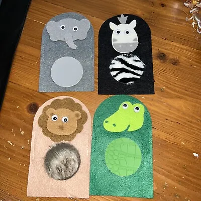 Set Of 4 Safari Animals Felt Fingers Puppets/ Children Educational Toys/ Gifts • $14.28