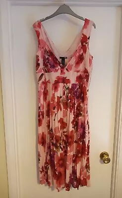 Dress H&M Red Pink Flower Sleeveless Size 10-12 • £10
