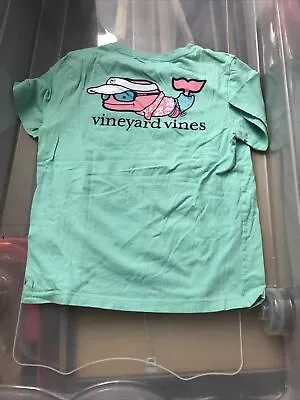 Vineyard Vines Kids T Shirt Floral Fish Whale Pocket Tee Aqua Ocean Size 7 • $14.99