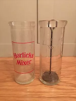 Vintage Glass Horlicks Mixer & Plunger Plus Measuring Jug 6” Tall Each One • £12