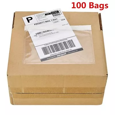 100 7.5 X 5.5 Clear Packing List Invoice Shipping Labels Envelopes Self Adhesive • $10.99