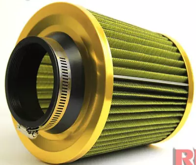 4  Universal High Flow Short Ram Cold Intake Round Cone Air Filter Gold/Yellow • $14.95