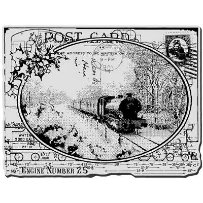 New Stampendous Rubber Stamp Vintage TRAIN Post Card COLLAGE • $15.95