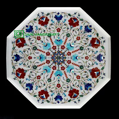 22'' White Marble Table Top Center Coffee Dining Inlay Pietra Dura Mosaic P20 • $972