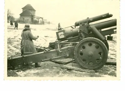 German 150 Mm Artillery Gun Crewman Pulling Firing Lanyard. Original WW2 Photo • $17.95